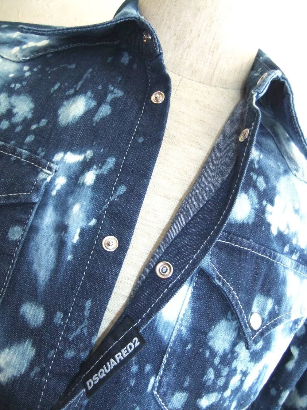 INDIGO ACID WASH WESTERN SHIRT  S71DL0854