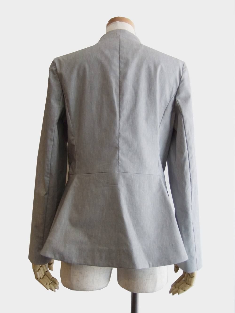 COOMB (クーム)シャンブレー ストレッチ ノーカラー ジャケット