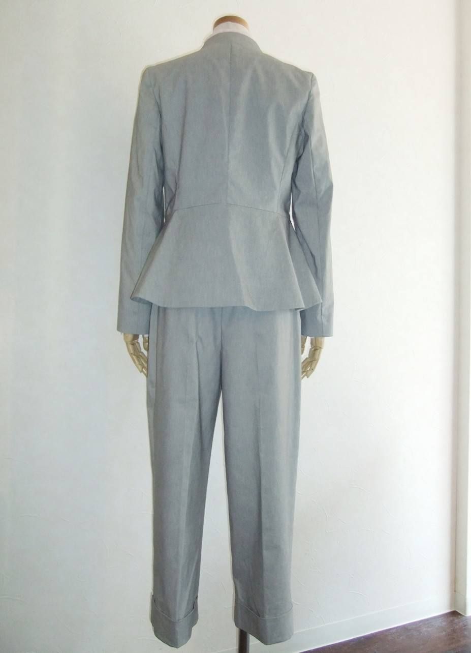 COOMB (クーム)シャンブレー ストレッチ ノーカラー ジャケット