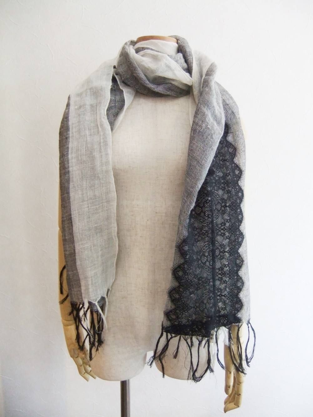 LINEN & LACE COMBINATION STOLE