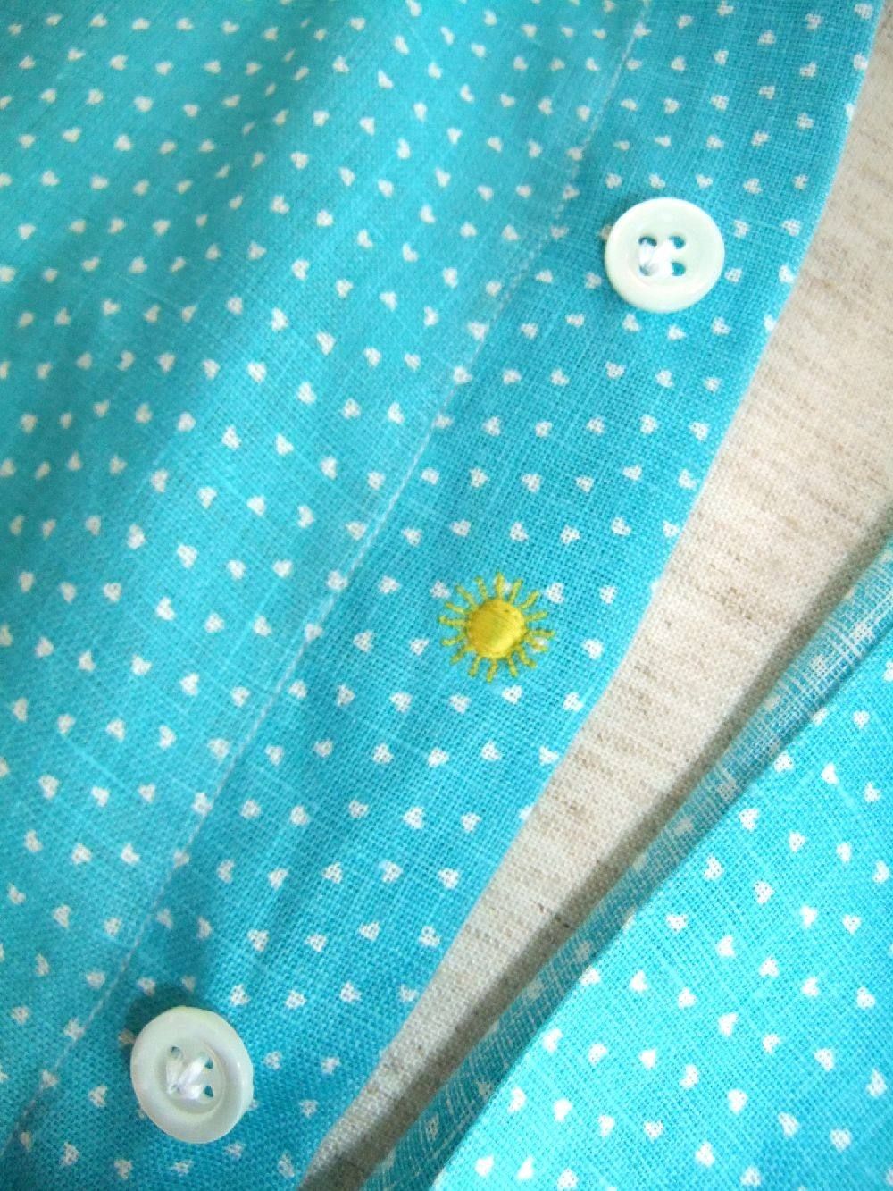 HEART PRINT  LINEN SHIRT