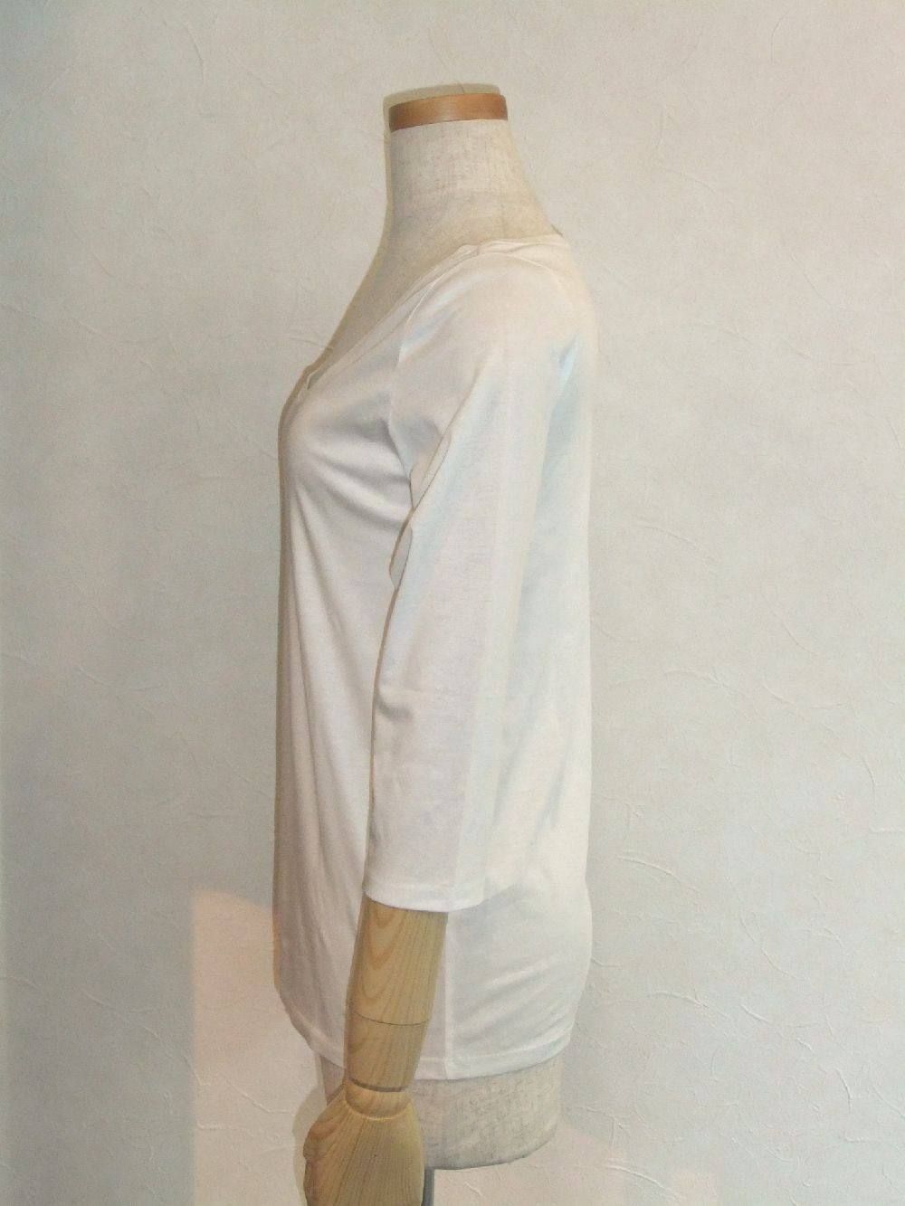クルーネック7分袖Tシャツ(WH)