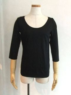 クルーネック7分袖Tシャツ(BK)