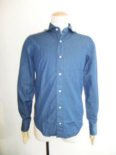 SIMONE COTTON DUNGAREES CUTAWAY WIDE COLLAR SHIRT ダンガリー