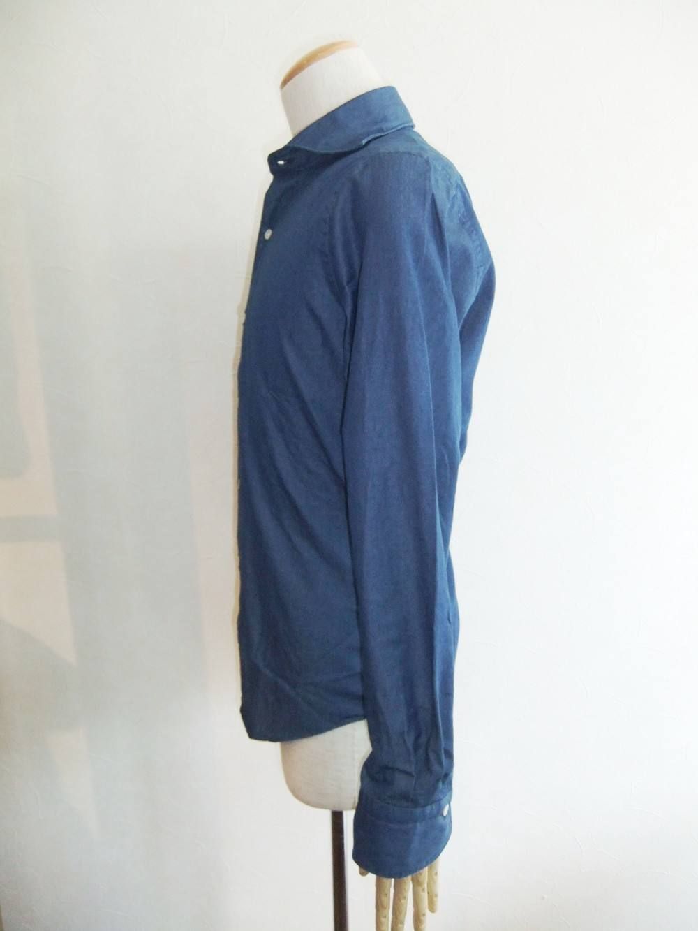 SIMONE COTTON DUNGAREES CUTAWAY WIDE COLLAR SHIRT ダンガリー