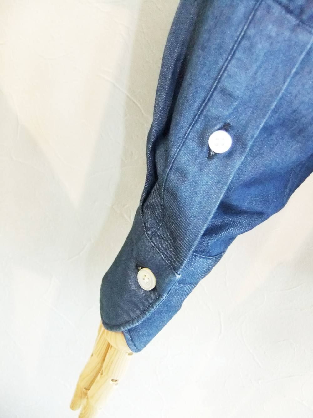 SIMONE COTTON DUNGAREES CUTAWAY WIDE COLLAR SHIRT ダンガリー