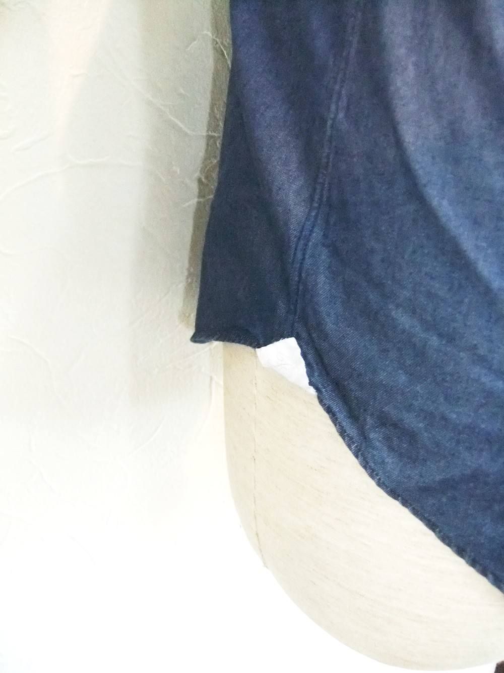 SIMONE COTTON DUNGAREES CUTAWAY WIDE COLLAR SHIRT ダンガリー