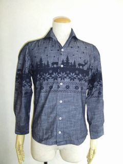 ホリゾンタルカラートナカイ柄シャツ
