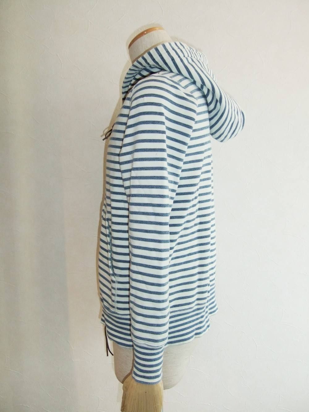 INDIGO BORDER ZIP UP HOODIE