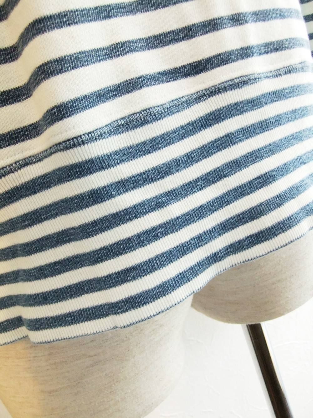 INDIGO BORDER ZIP UP HOODIE