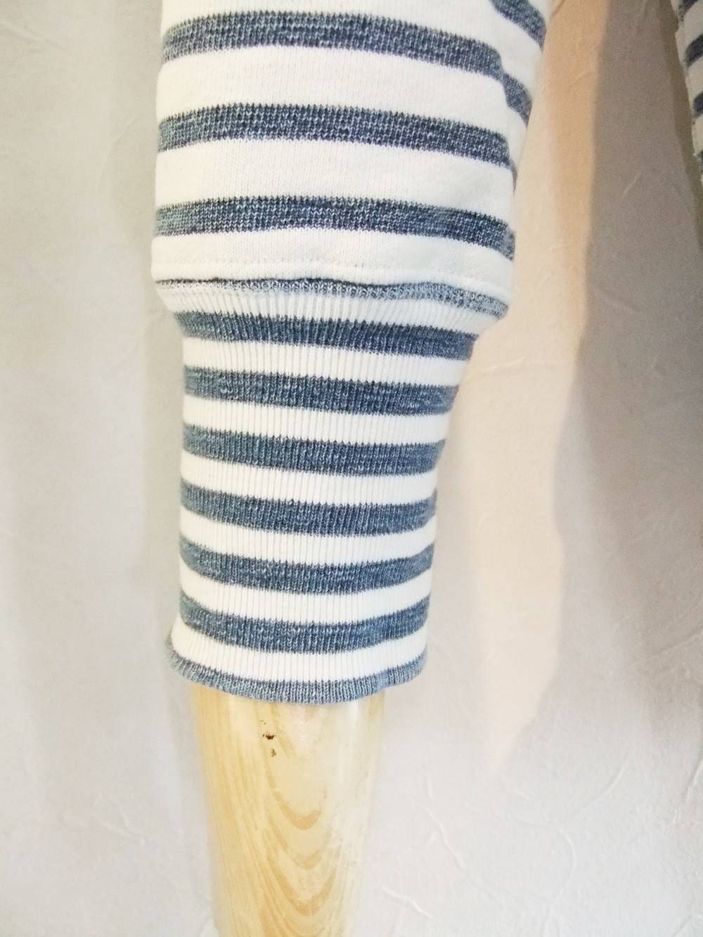 INDIGO BORDER ZIP UP HOODIE