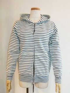 INDIGO BORDER ZIP UP HOODIE (パーカー)