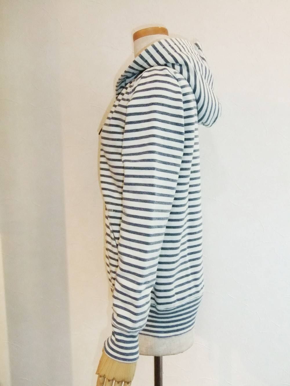 INDIGO BORDER ZIP UP HOODIE (パーカー)