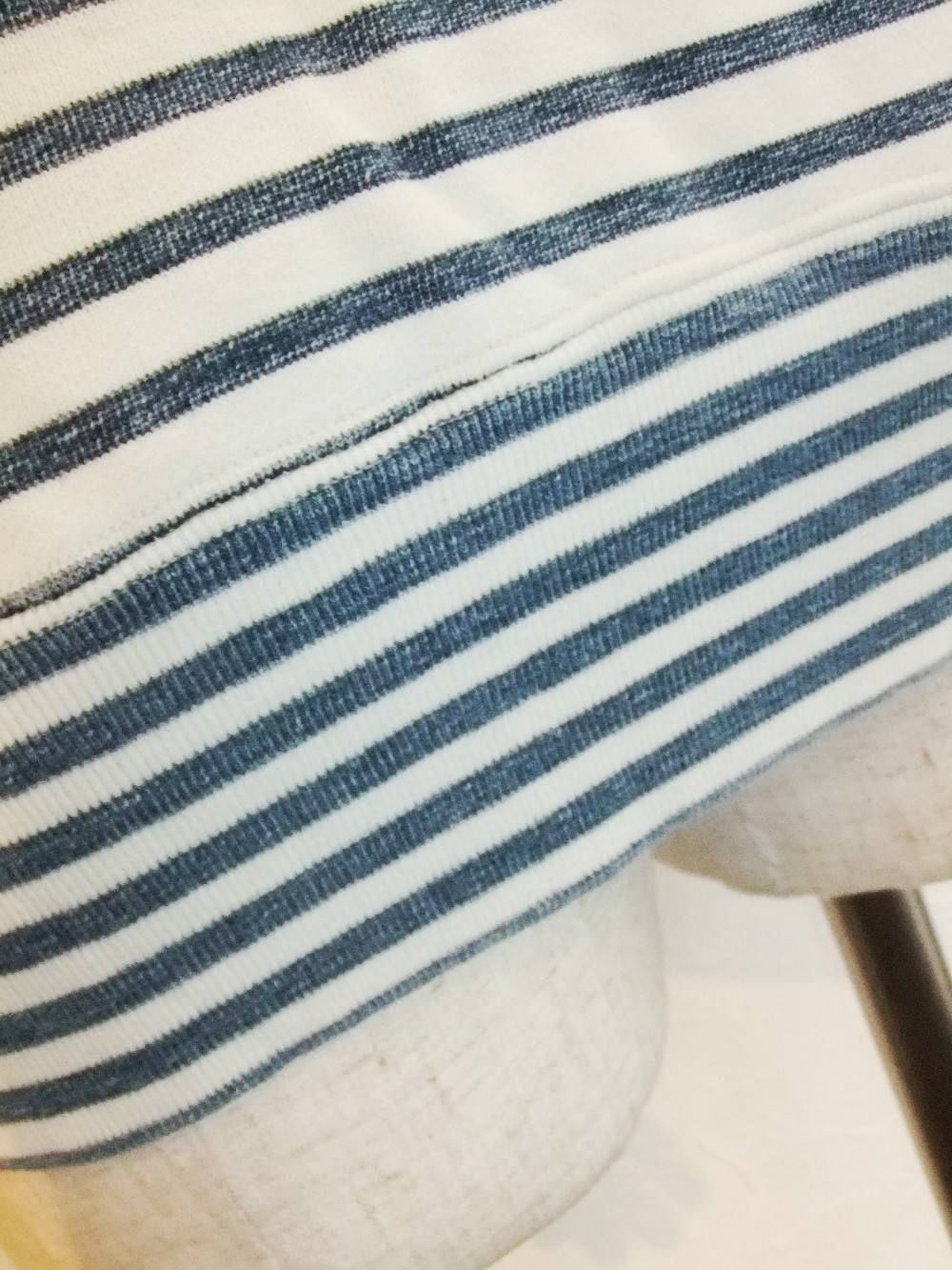 INDIGO BORDER ZIP UP HOODIE (パーカー)