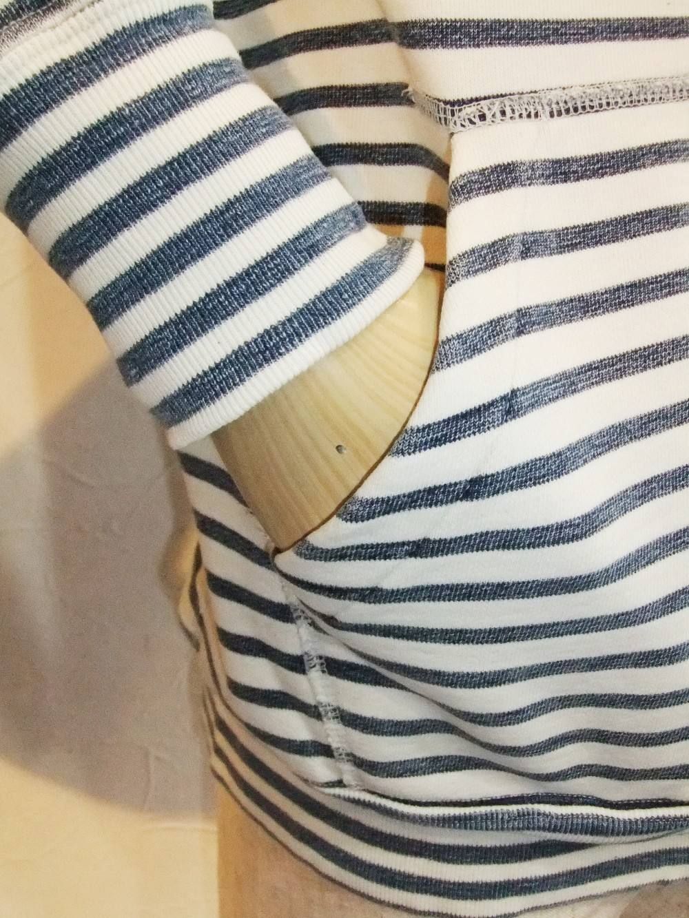 INDIGO BORDER ZIP UP HOODIE (パーカー)
