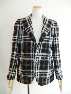 WOOL BOUCLE CHECK JACKET  G50033BO-G5476/604
