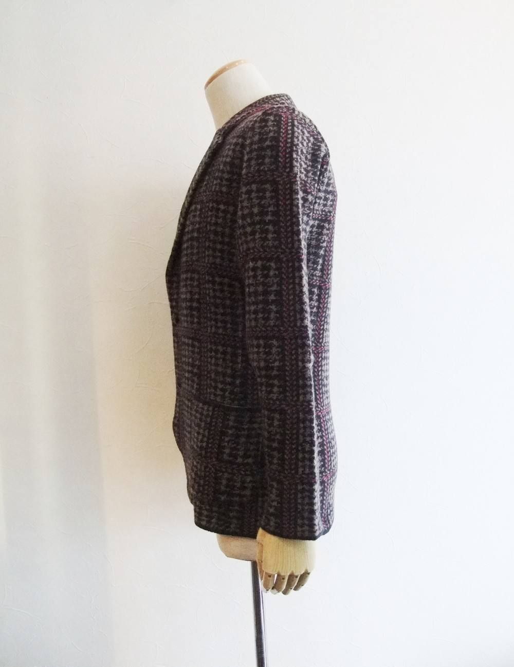 LARDINI (ラルディーニ) ウール チェック ニット ジャケット