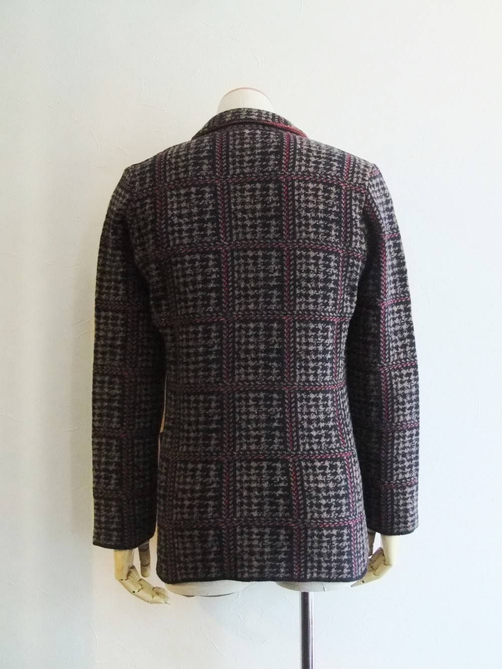 LARDINI (ラルディーニ) ウール チェック ニット ジャケット