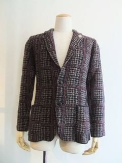 LARDINI (ラルディーニ) ウール チェック ニット ジャケット