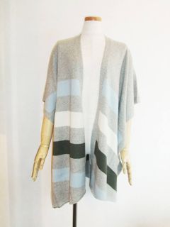 CASHMERE INTARSIA PONCHO(GY)