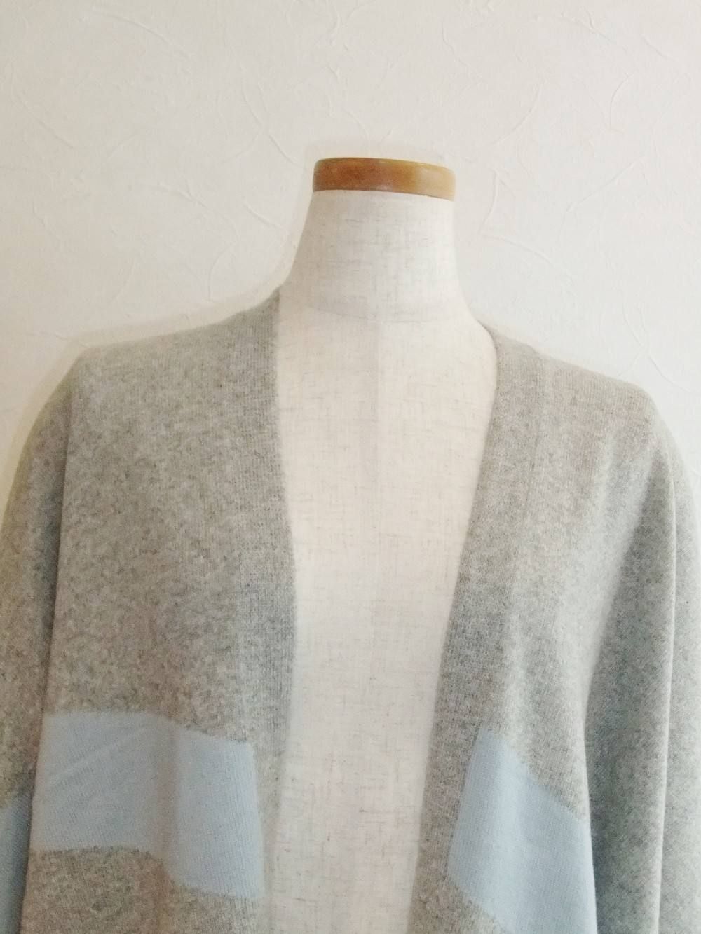 CASHMERE INTARSIA PONCHO(GY)
