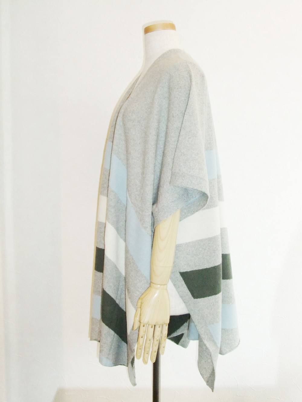 CASHMERE INTARSIA PONCHO(GY)