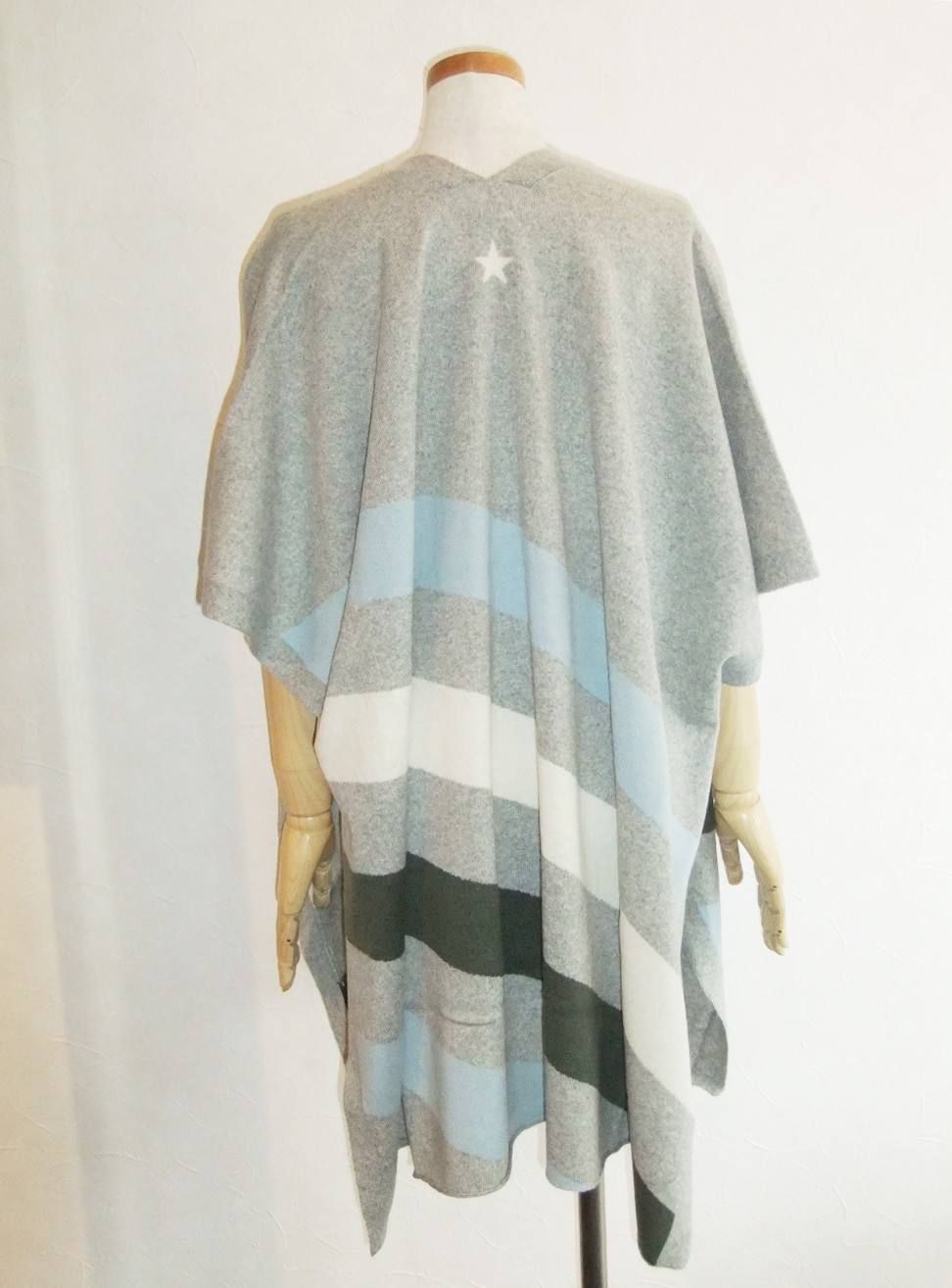 CASHMERE INTARSIA PONCHO(GY)