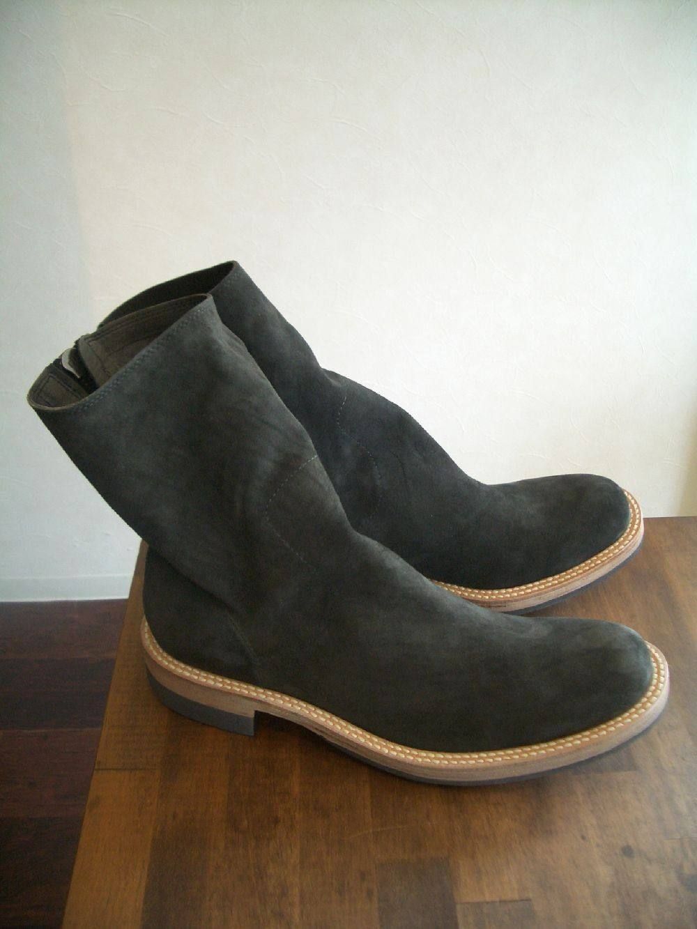 バックジップ カーフスウェードレザーソールブーツ GAVROCHE 559-01 (BLACK)