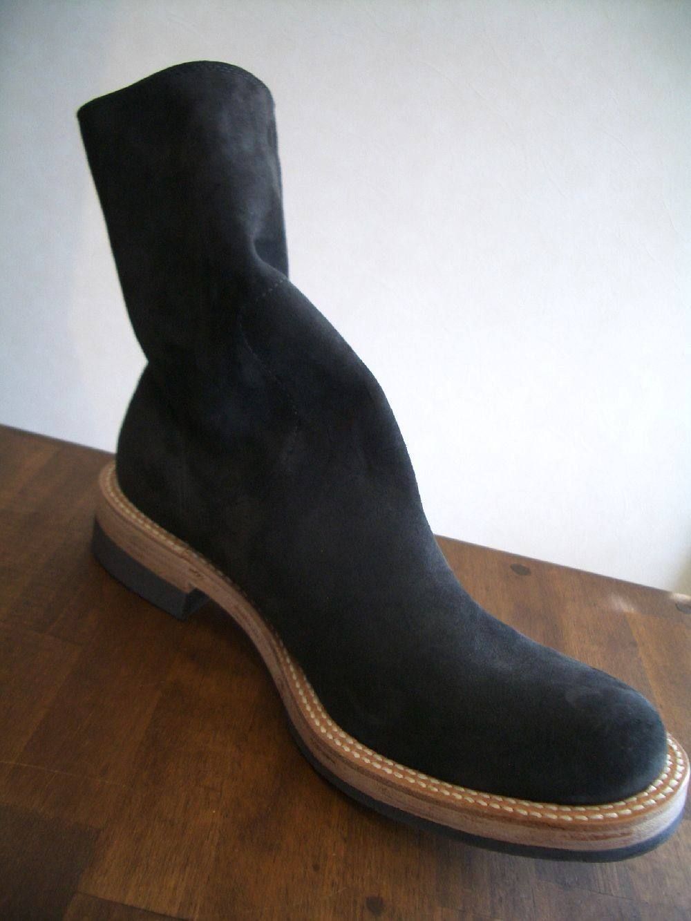 バックジップ カーフスウェードレザーソールブーツ GAVROCHE 559-01 (BLACK)