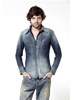 レザーXデニム ウェスタンシャツ ASH 1075-01 (DARK INDIGO)
