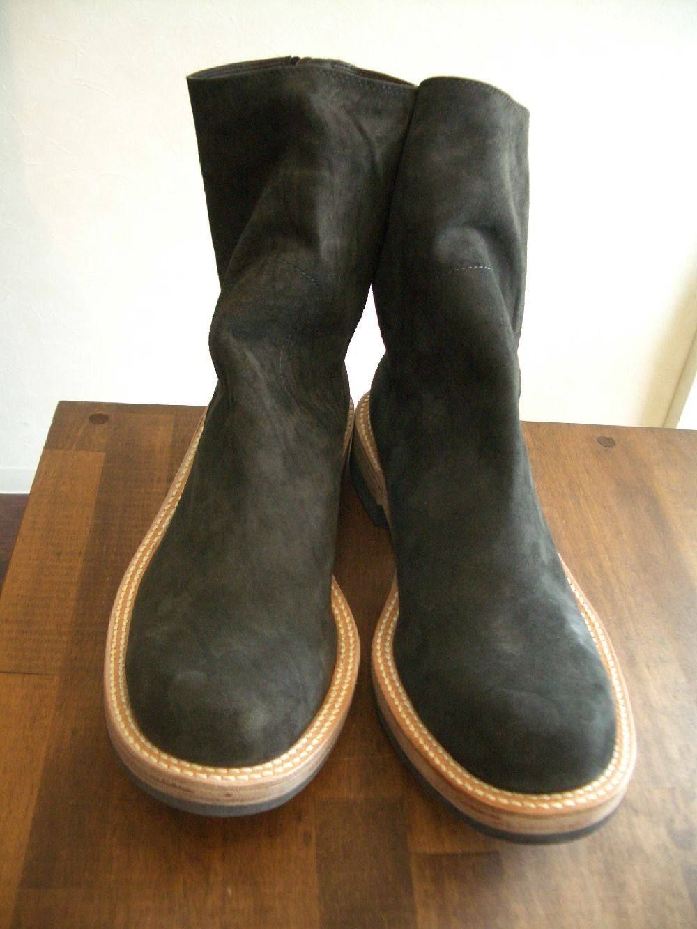 バックジップ カーフスウェードレザーソールブーツ GAVROCHE 559-01 (BLACK)