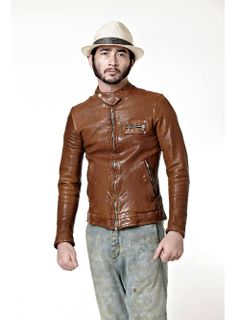ドイツカーフ製品染め シングルライダース BRANDO 1221-01 (Brown)