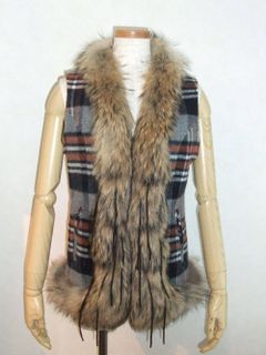 WOOL CHECK + FUR VEST