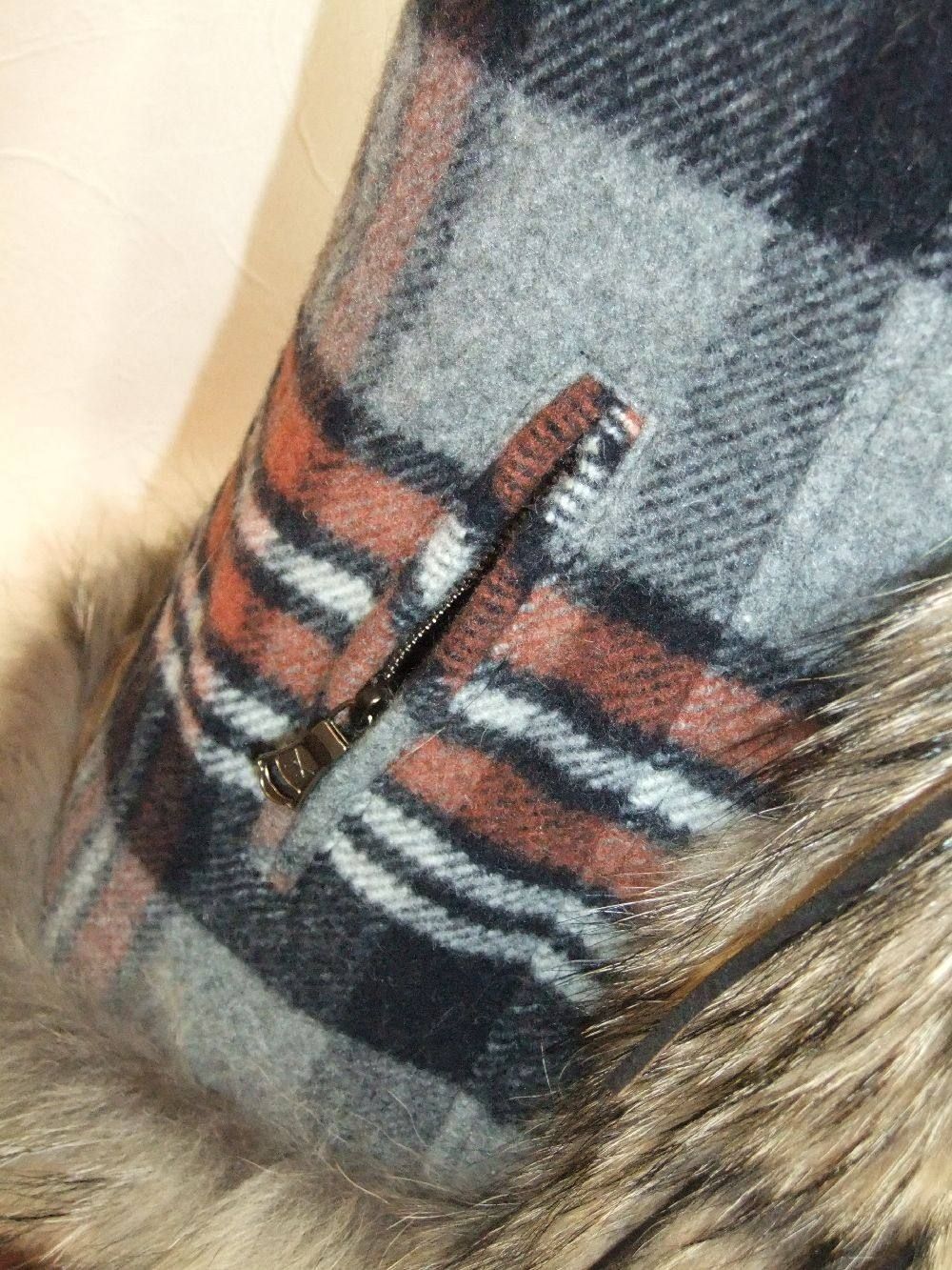 WOOL CHECK + FUR VEST