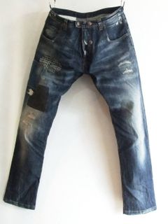 DAMAGE WASHED BLUE  DENIM JEANS