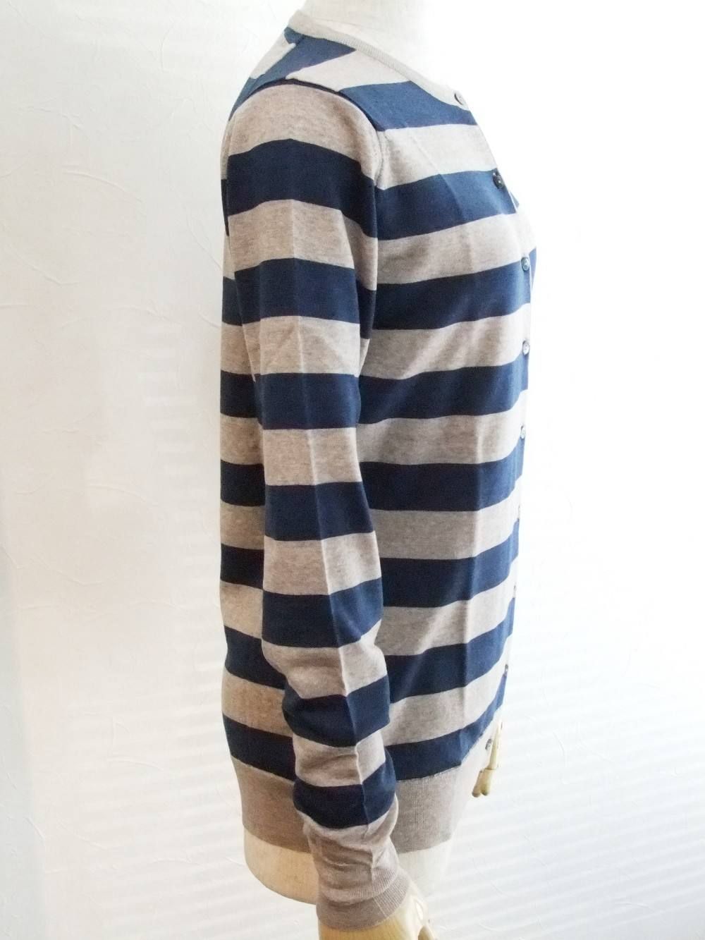 JOHN SMEDLEY◆カーディガン(薄手)/S/ウール/マルチカラー/ボーダー JOHN SMEDLEY(ジョンスメドレー) / カーディガン(薄手)/S/ウール