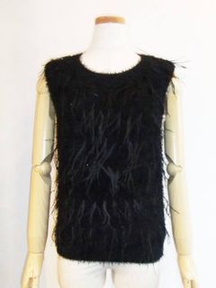OSTRICH FEATHER KNIT PULL OVER
