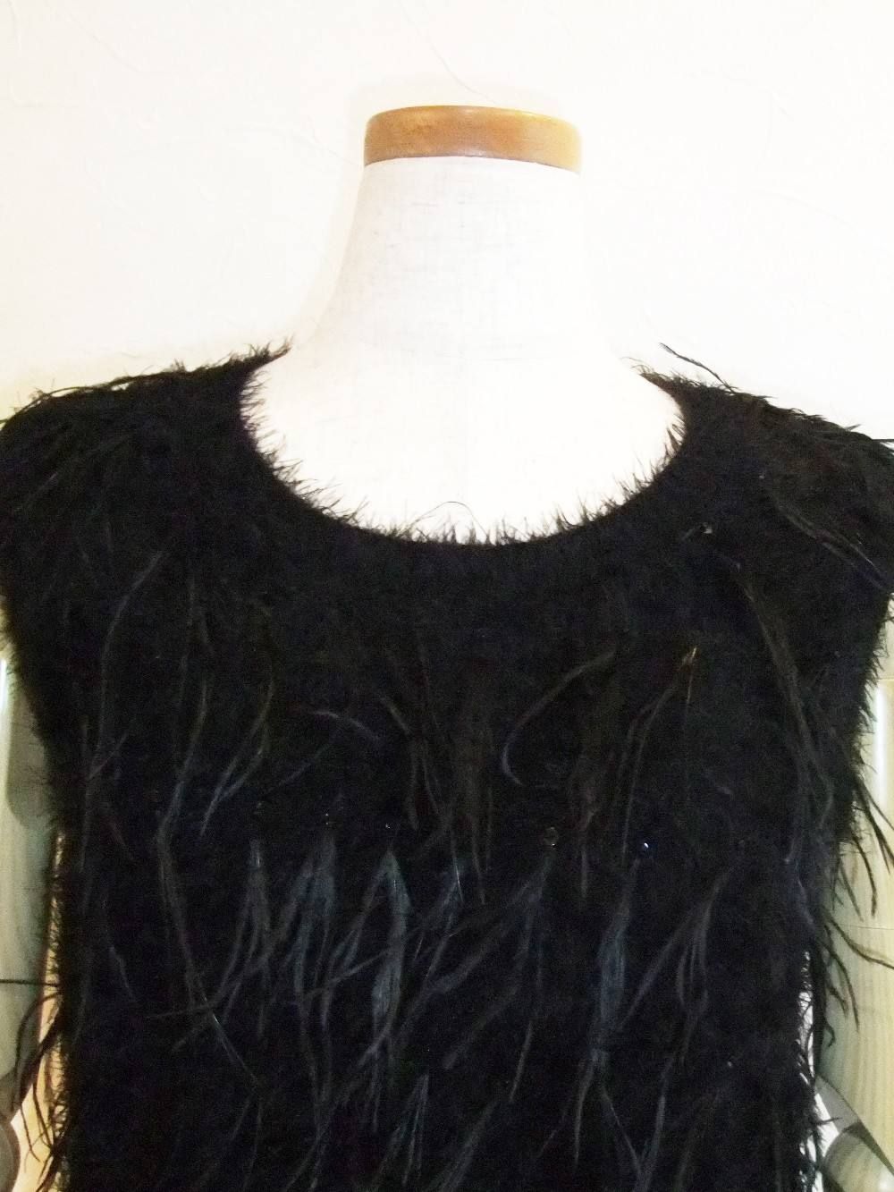 OSTRICH FEATHER KNIT PULL OVER