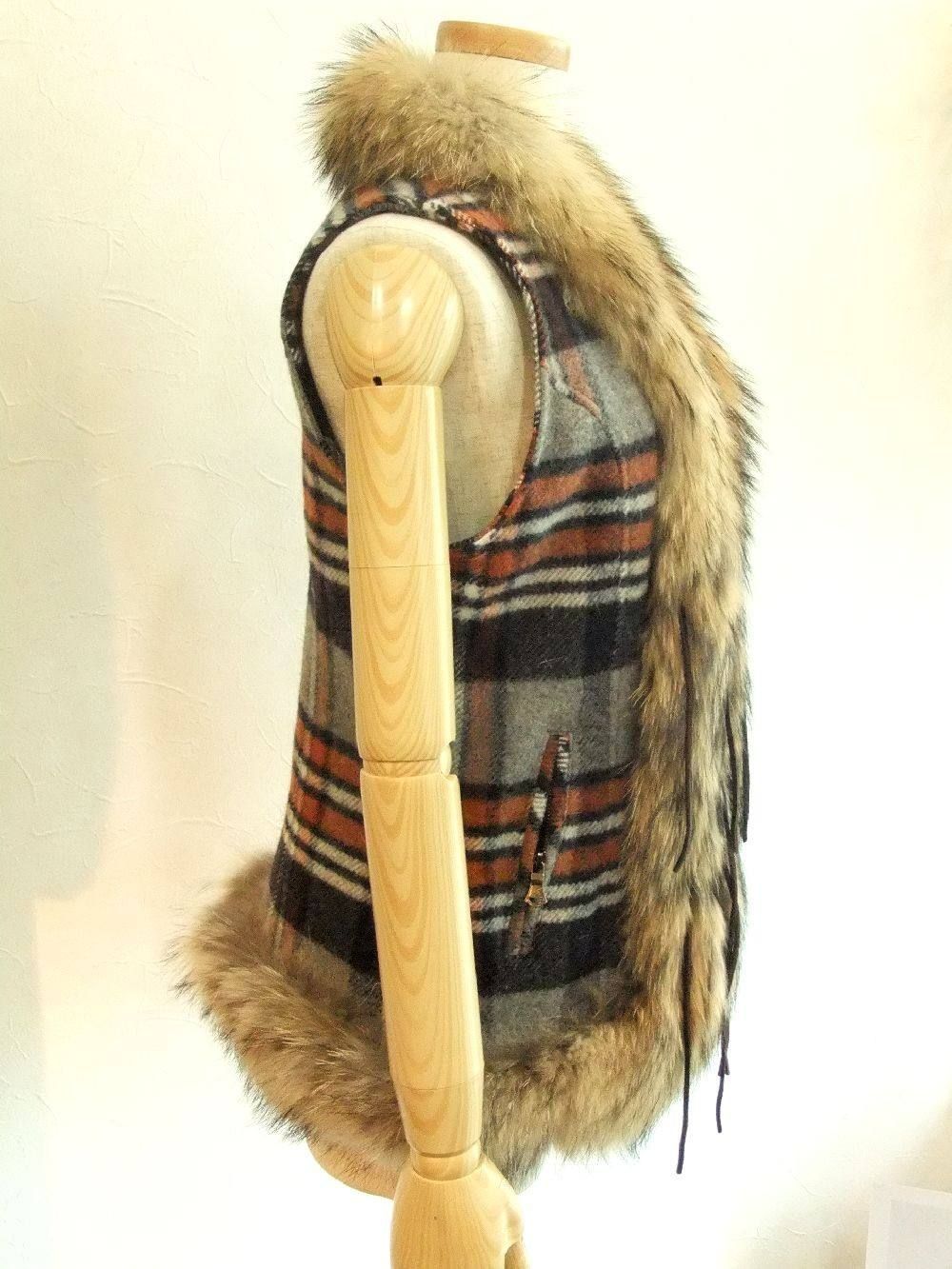 WOOL CHECK + FUR VEST + SWARO