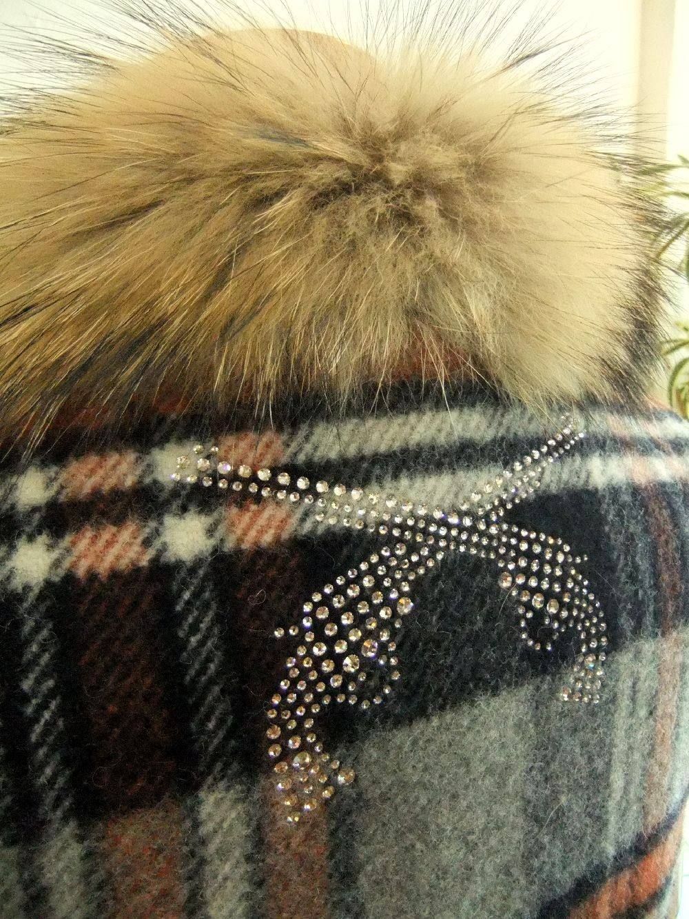 WOOL CHECK + FUR VEST + SWARO