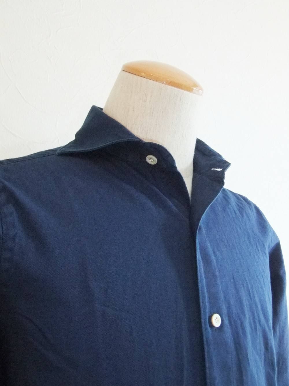 SIMONE INDIGO CUTAWAY WIDE COLLAR SHIRT カッタウェイ