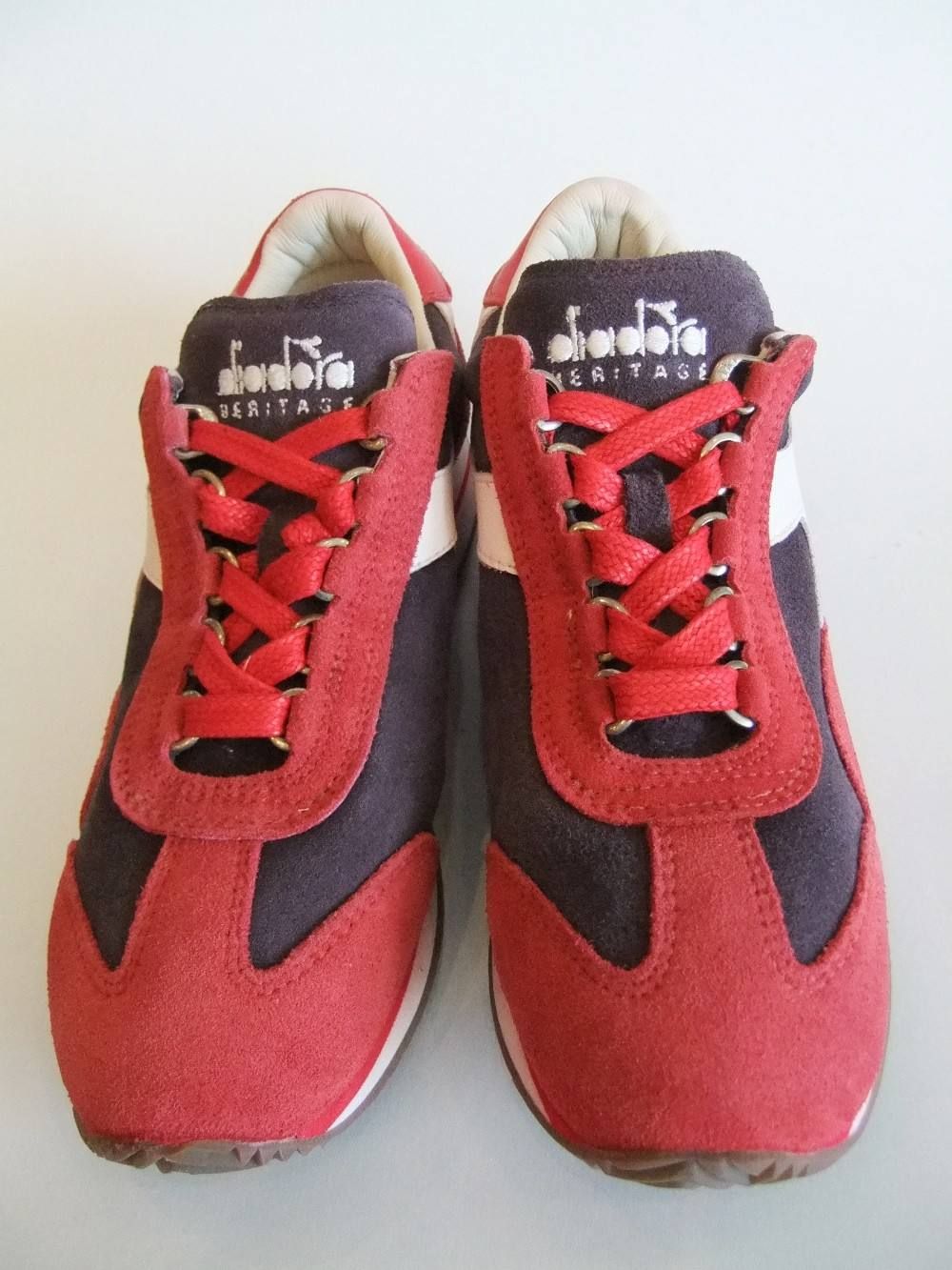 diadora (ディアドラ) レザー スニーカー レッド × ボルドー