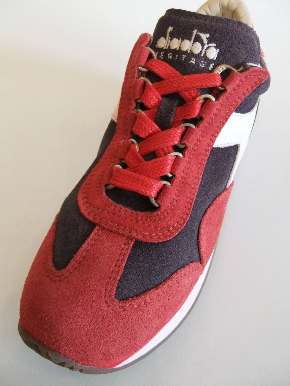 diadora (ディアドラ) レザー スニーカー レッド × ボルドー