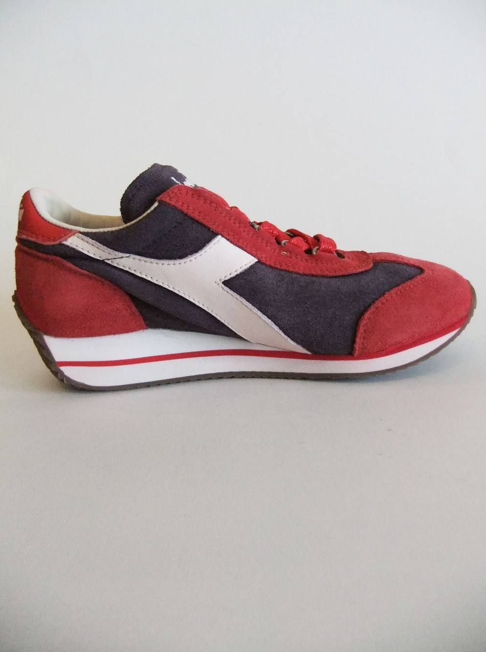 diadora (ディアドラ) レザー スニーカー レッド × ボルドー