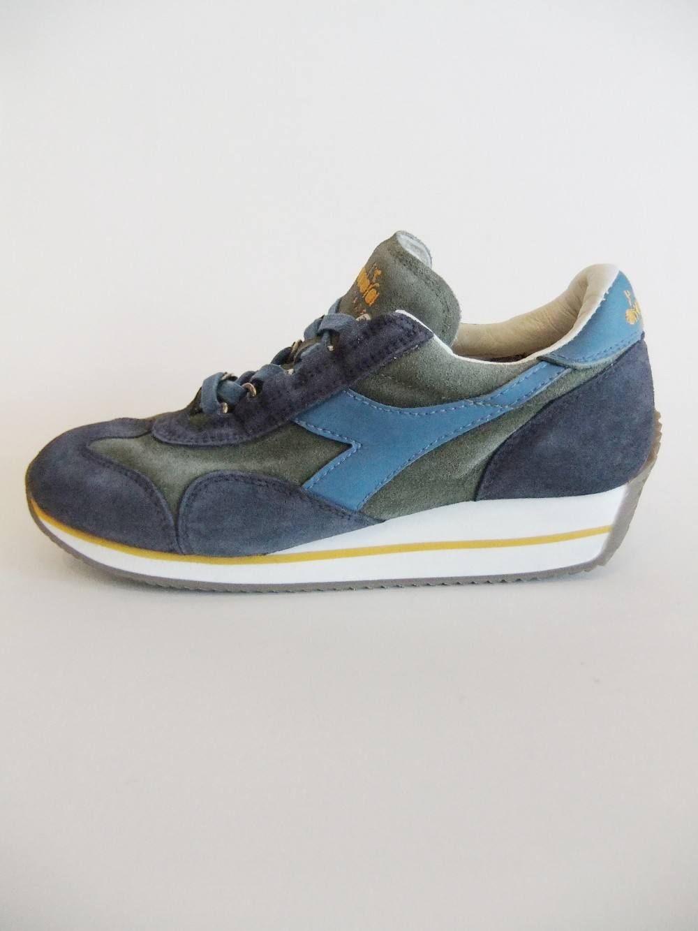 diadora (ディアドラ) レザー スニーカー ネイビー × カーキ