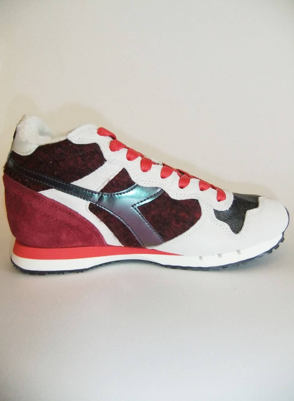 diadora (ディアドラ) レザー スニーカー レッド × 裏ボア