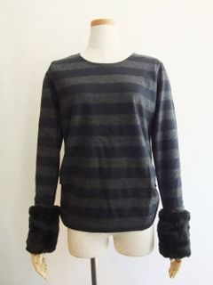 FUR CUFFS BORDER PULLOVER