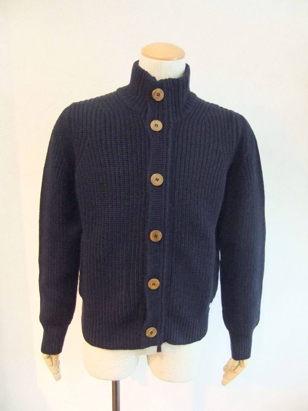 ローゲージスタンドカラーニット(NAVY)