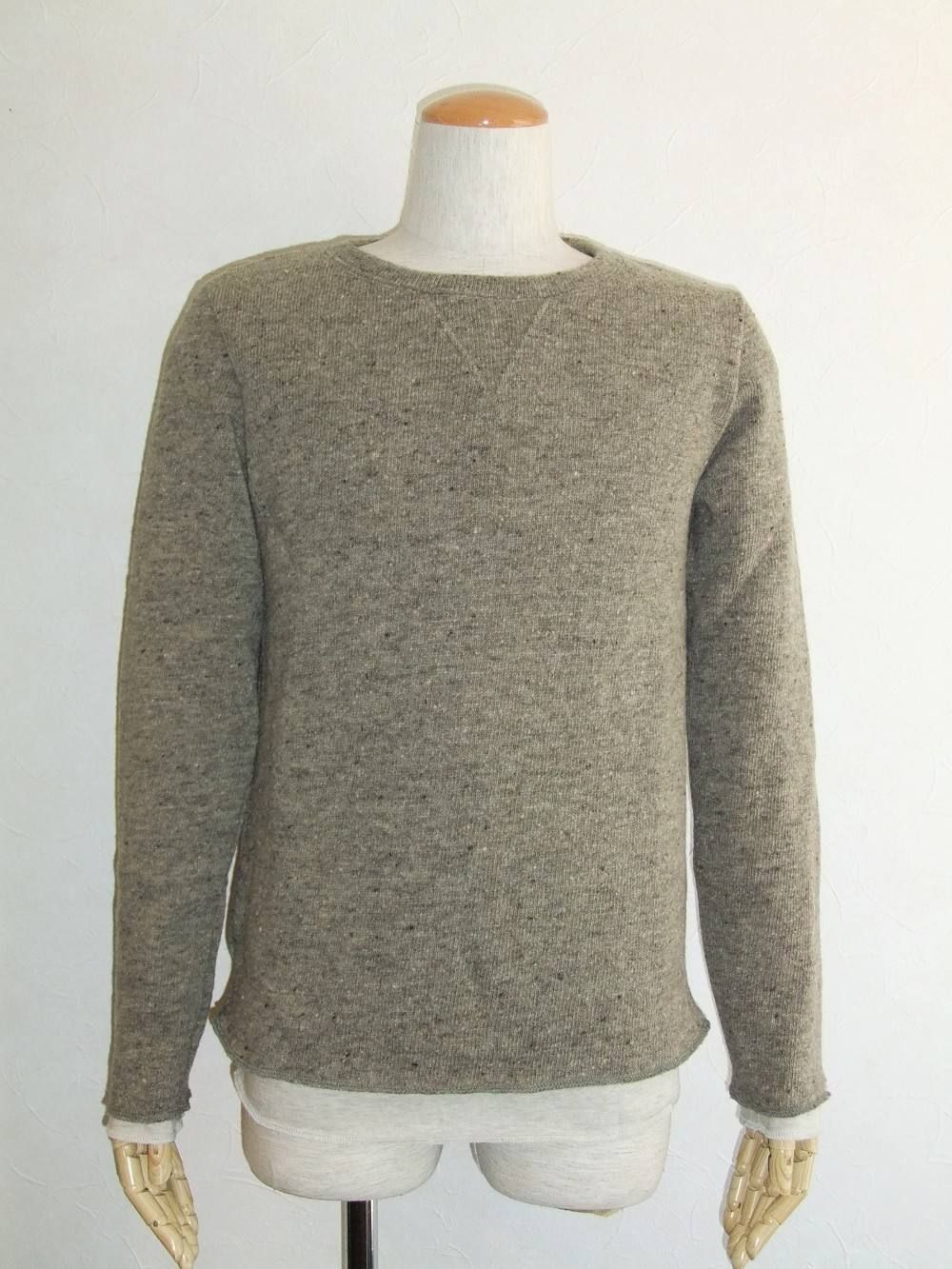 WOOL LAYERED CREW SWEATER