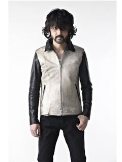 ホースヘアーxイタリアンオイルカーフブルゾン 1300-01(BLACK)
